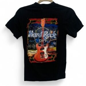 Hard Rock Cafe Seoul Guitar Graphic Black Short Sleeve Tee Shirt Size XS